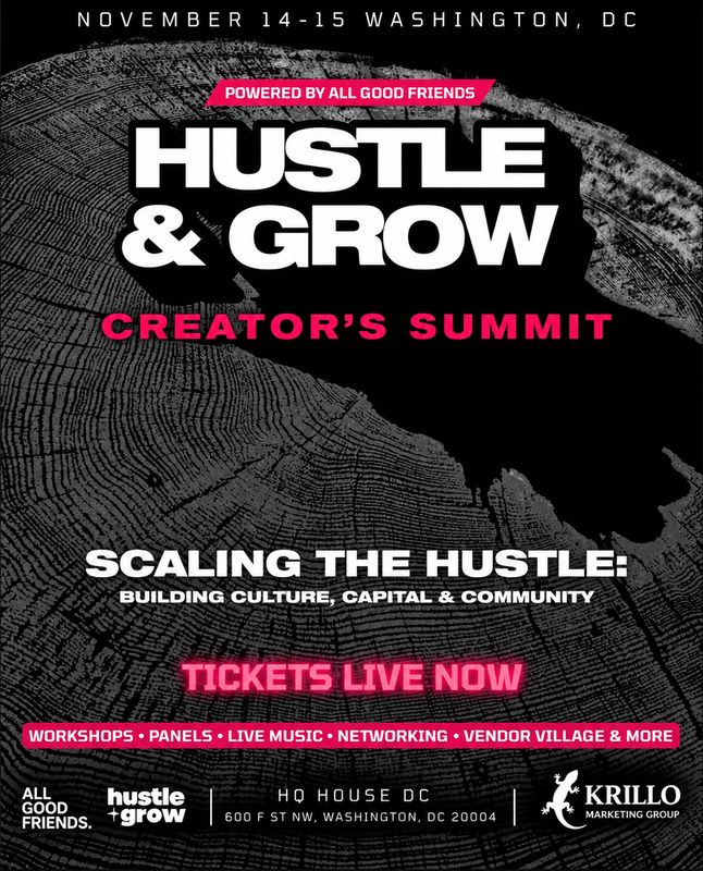 Hustle & Grow Creator's Summit flyer